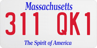 MA license plate 311QK1