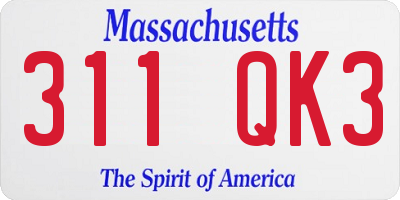MA license plate 311QK3