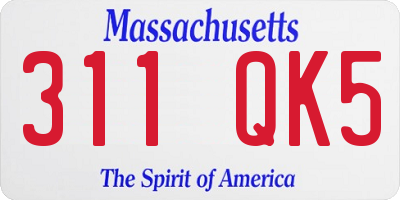 MA license plate 311QK5