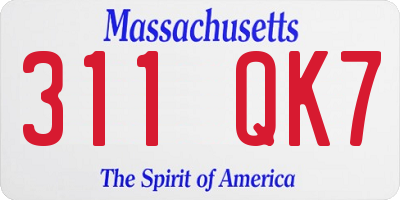MA license plate 311QK7