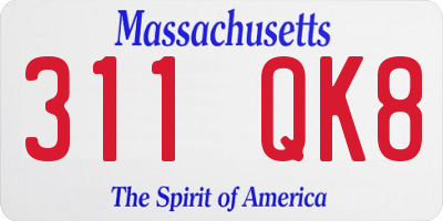 MA license plate 311QK8