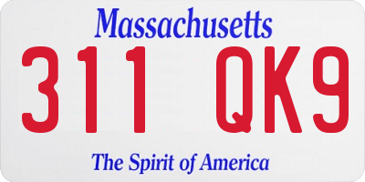 MA license plate 311QK9