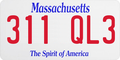 MA license plate 311QL3