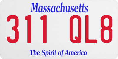 MA license plate 311QL8