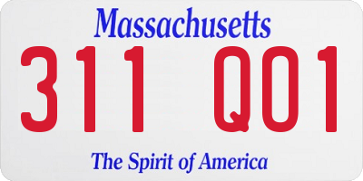 MA license plate 311QO1