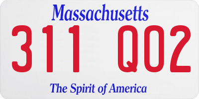MA license plate 311QO2