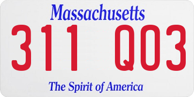 MA license plate 311QO3