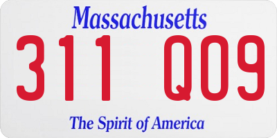 MA license plate 311QO9
