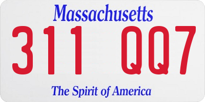 MA license plate 311QQ7