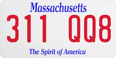 MA license plate 311QQ8