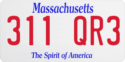 MA license plate 311QR3