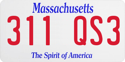 MA license plate 311QS3