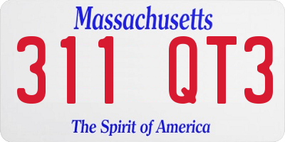 MA license plate 311QT3