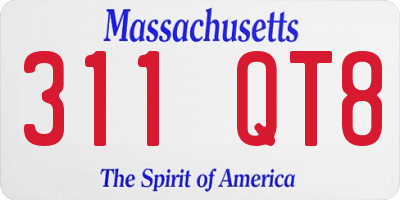 MA license plate 311QT8