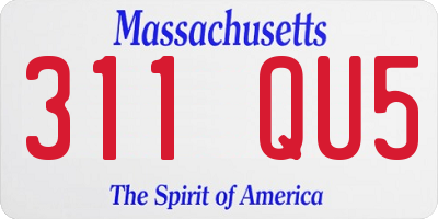 MA license plate 311QU5