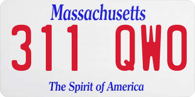 MA license plate 311QW0