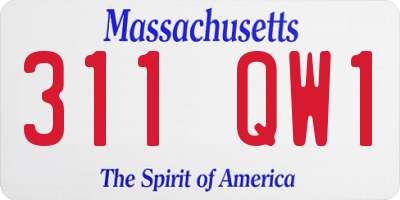 MA license plate 311QW1