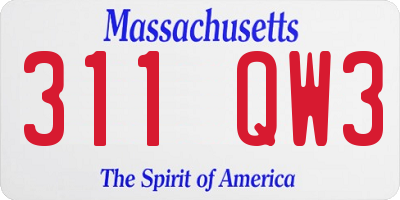 MA license plate 311QW3