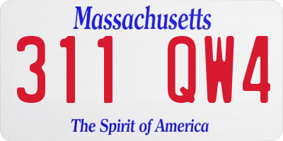 MA license plate 311QW4