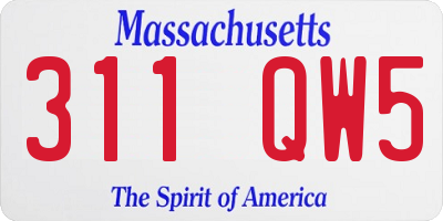 MA license plate 311QW5