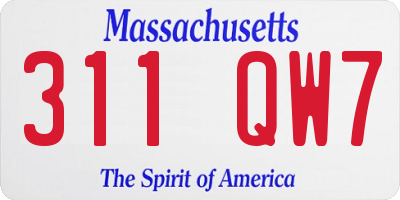 MA license plate 311QW7