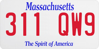 MA license plate 311QW9