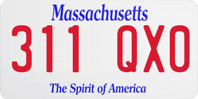 MA license plate 311QX0