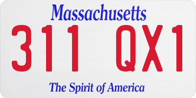 MA license plate 311QX1
