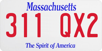 MA license plate 311QX2