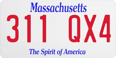 MA license plate 311QX4