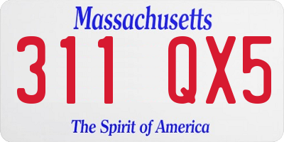 MA license plate 311QX5
