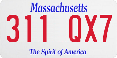 MA license plate 311QX7