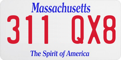 MA license plate 311QX8
