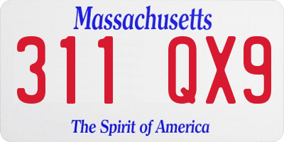 MA license plate 311QX9