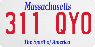 MA license plate 311QY0