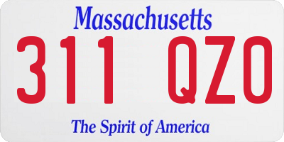 MA license plate 311QZ0
