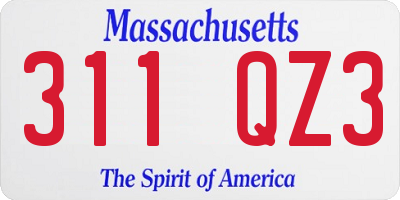 MA license plate 311QZ3