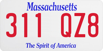 MA license plate 311QZ8