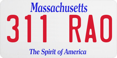 MA license plate 311RA0
