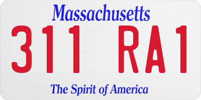 MA license plate 311RA1