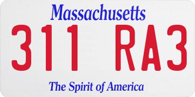 MA license plate 311RA3