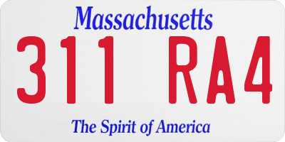 MA license plate 311RA4