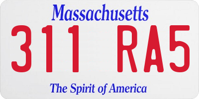 MA license plate 311RA5