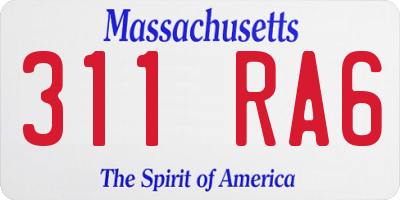 MA license plate 311RA6