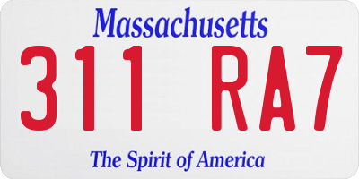 MA license plate 311RA7