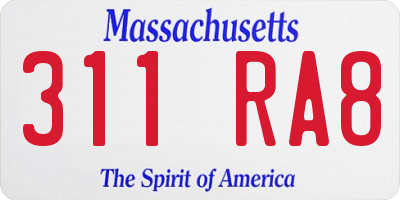 MA license plate 311RA8