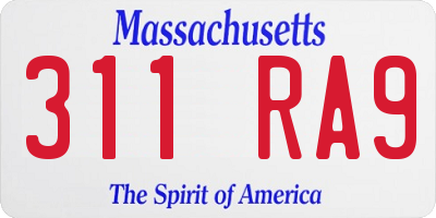 MA license plate 311RA9