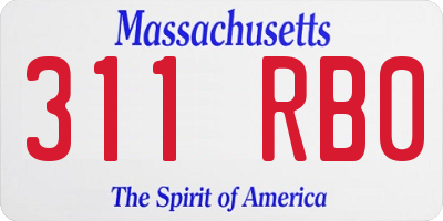 MA license plate 311RB0