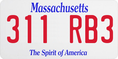 MA license plate 311RB3