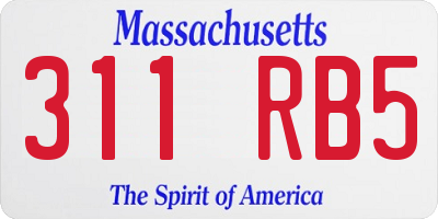 MA license plate 311RB5